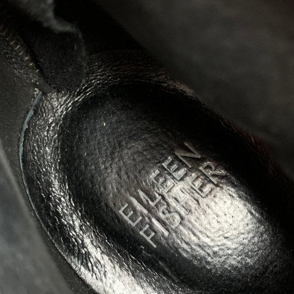 EILEEN‎ FISHER Peer Black Suede Rear Zip Heeled Ankle Booties - Picture 5 of 10